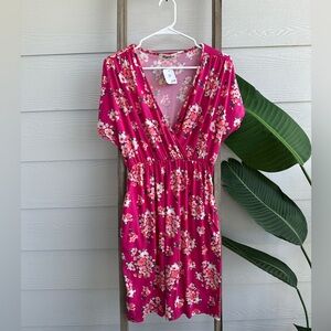 Floral Pink V-Neck Dress